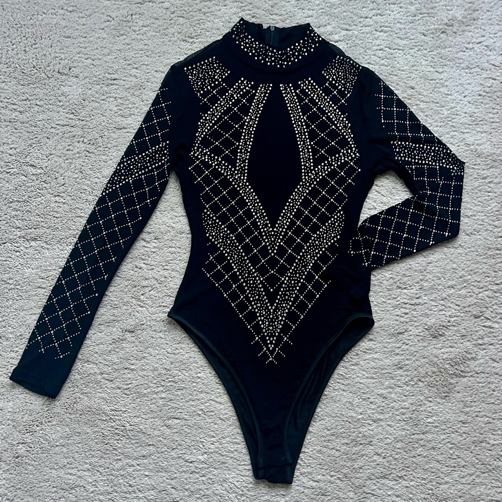 Nasty Gal Rhinestone Embellished Bodysuit